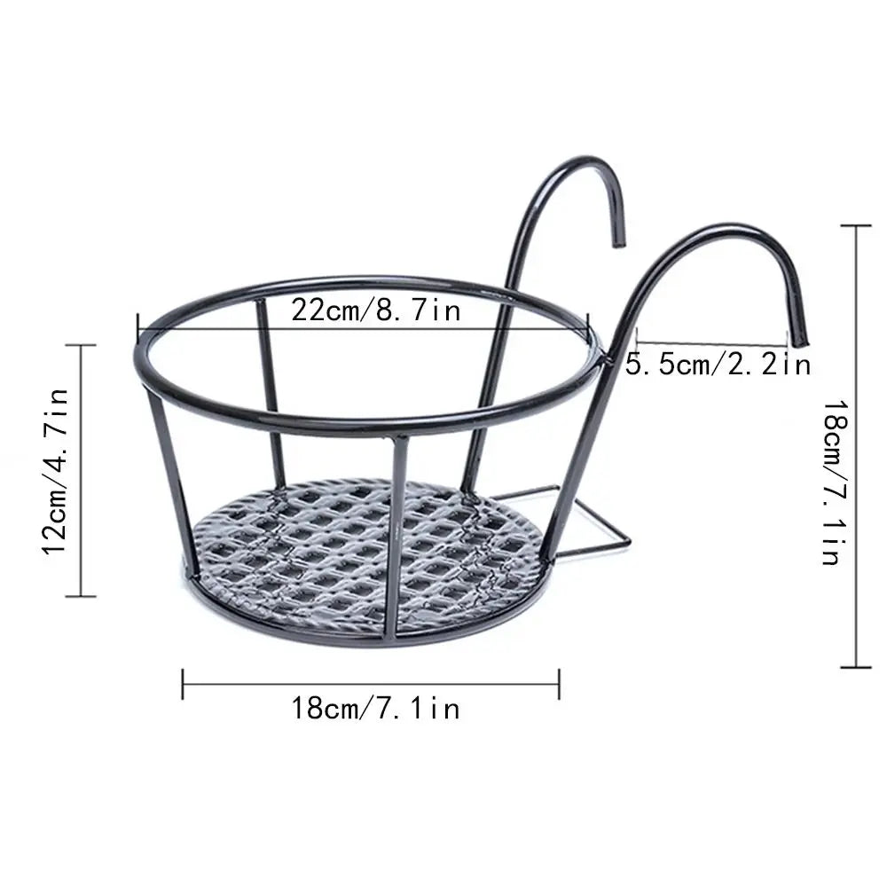Hanging Flower Pots Stand Simple Black White Brown Patio Garden Hanging Basket Round Easy To Remove Potted Plant Rack Vue