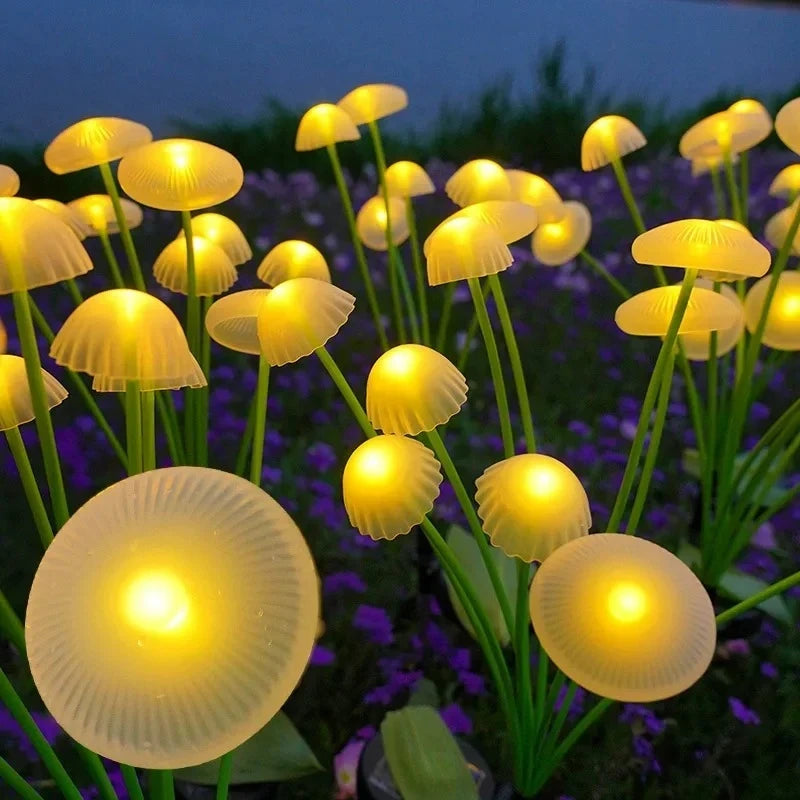 Solar Garden Lights Dual Mode LED Solar Mushroom Lights Waterproof Decor Yard Patio Pathway Jellyfish for Garden Ambiance Vue Warm White 1pcs