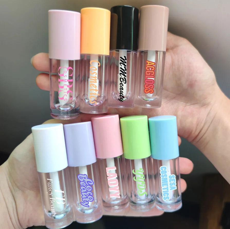 Wholesale Lip Gloss Tube Packaging 6ml With Wand Liquid Lipstick Containers Empty Custom Name Pink Lipgloss Bottle 50pcs Vue
