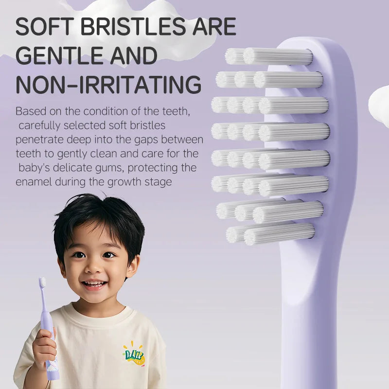 Kid's Electric Toothbrush With Replacement Heads Color Cartoon Soft Hair Cleaning Children Brush Rechargeable Sonic Toothbrush Vue
