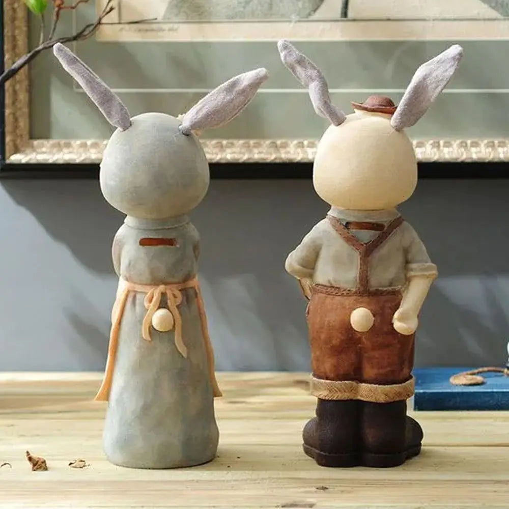 Mini Easter Bunny Statue Cute Resin Crafts Mini Rabbit Figurine European Pastoral Rabbit Desktop Ornament Bookshelf Cabinet Vue