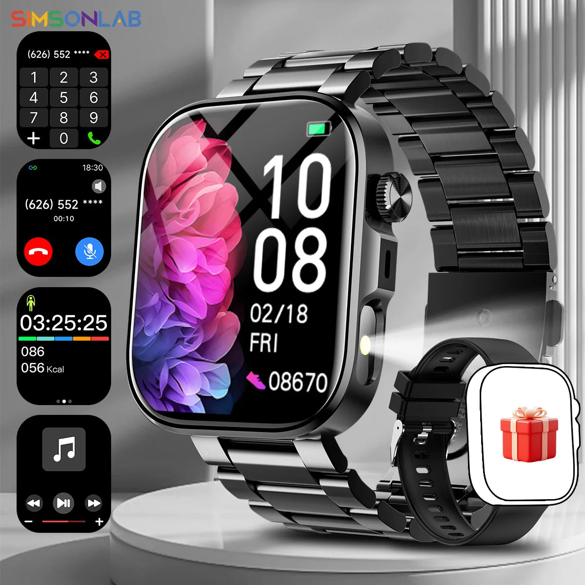 2025 New Hot Smartwatch 2.01 Screen Voice Assistant Bluetooth Call Phone Answer Sport Fitness Tracker Men Women for Android/IOS Vue