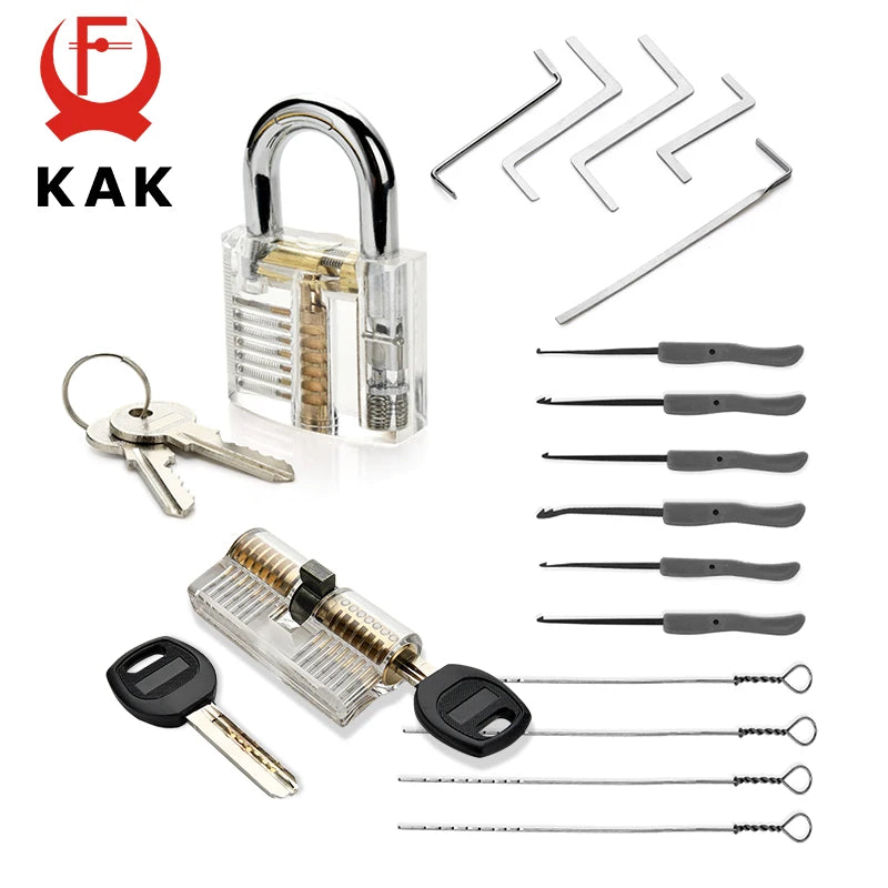 KAK 17PCS Lock Picking Tools Kits and Extractor Set for Home Car Locks Ideal for Beginners and Professionals Locksmith Tool Set Vue