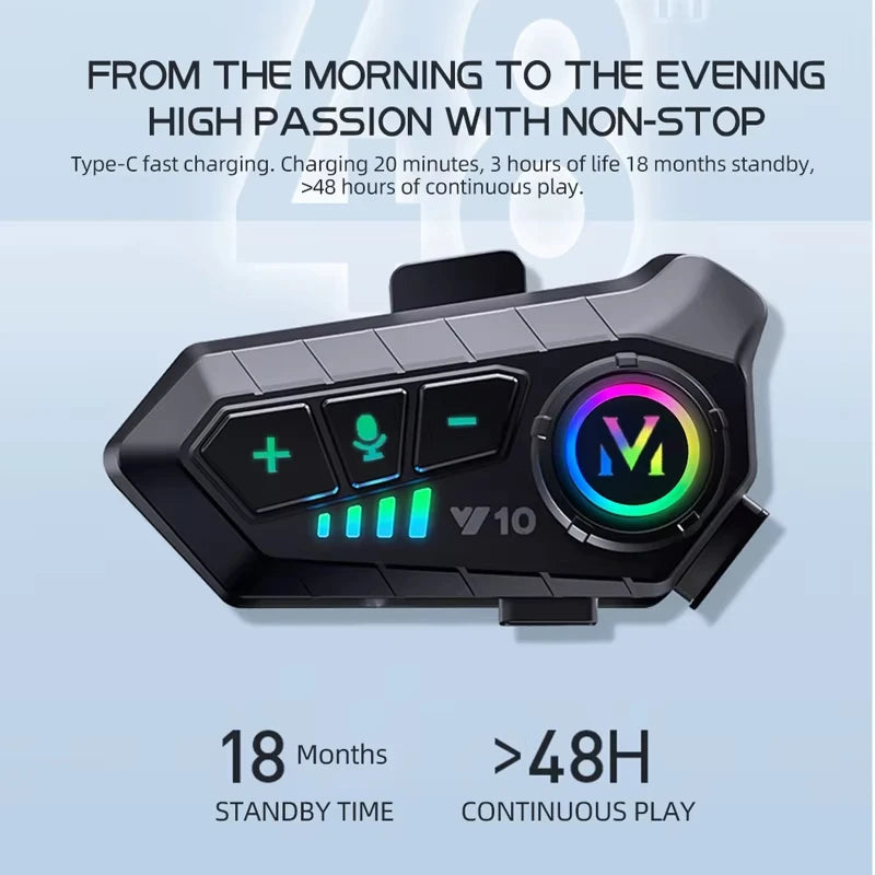 Bluetooth 5.3 Headset Wireless Helmet 2000Mah Ultra Long Standby Hands-Free Waterproof Mp3 Player Speaker Motorcycle Phone Kit Vue