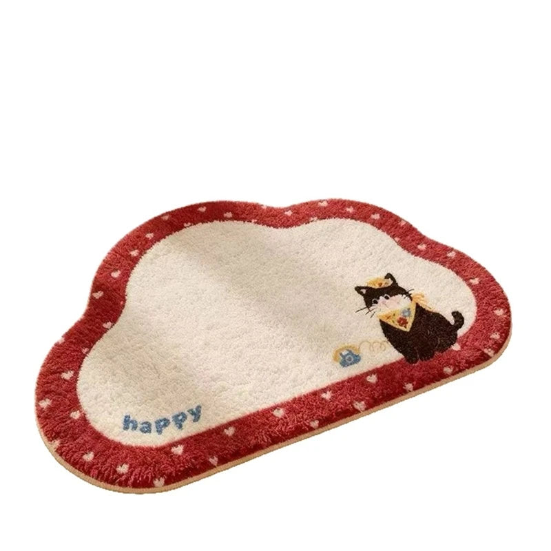Cartoon Bath Rug Faux Cashmere Entrance Door Home Decor Indoor Doormat Non Slip Cozy Floor Runner For Kids Teens Women Bathroom Vue