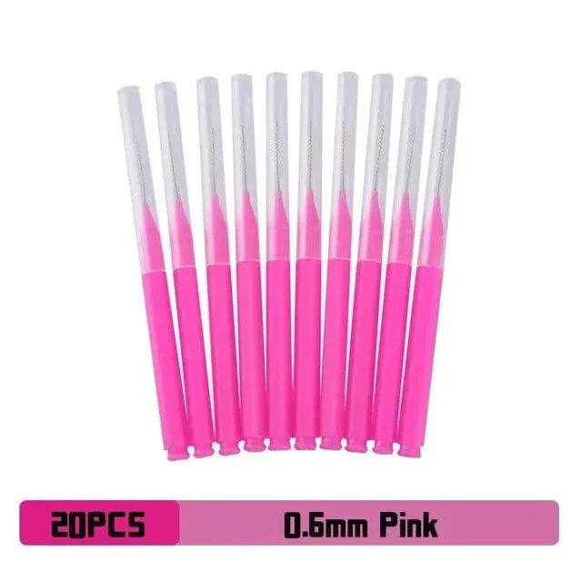 20 Pieces Brush Box Interdental Interdental Brush Clean Tooth Gap Braces Gap Straight Orthodontic Interdental Brush Vue M356 Pink 20pcs