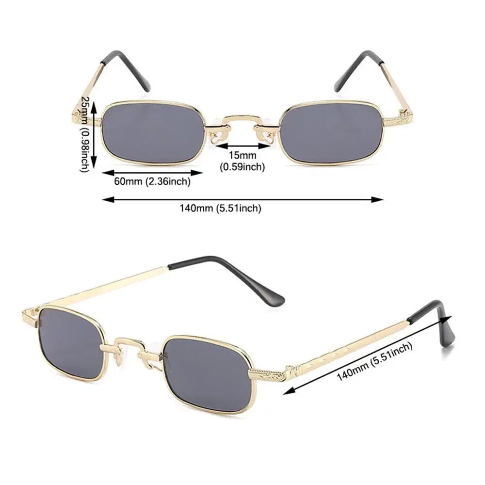 Small Rectangle Sunglasses Women Men Retro Metal Frame Punk Sun
