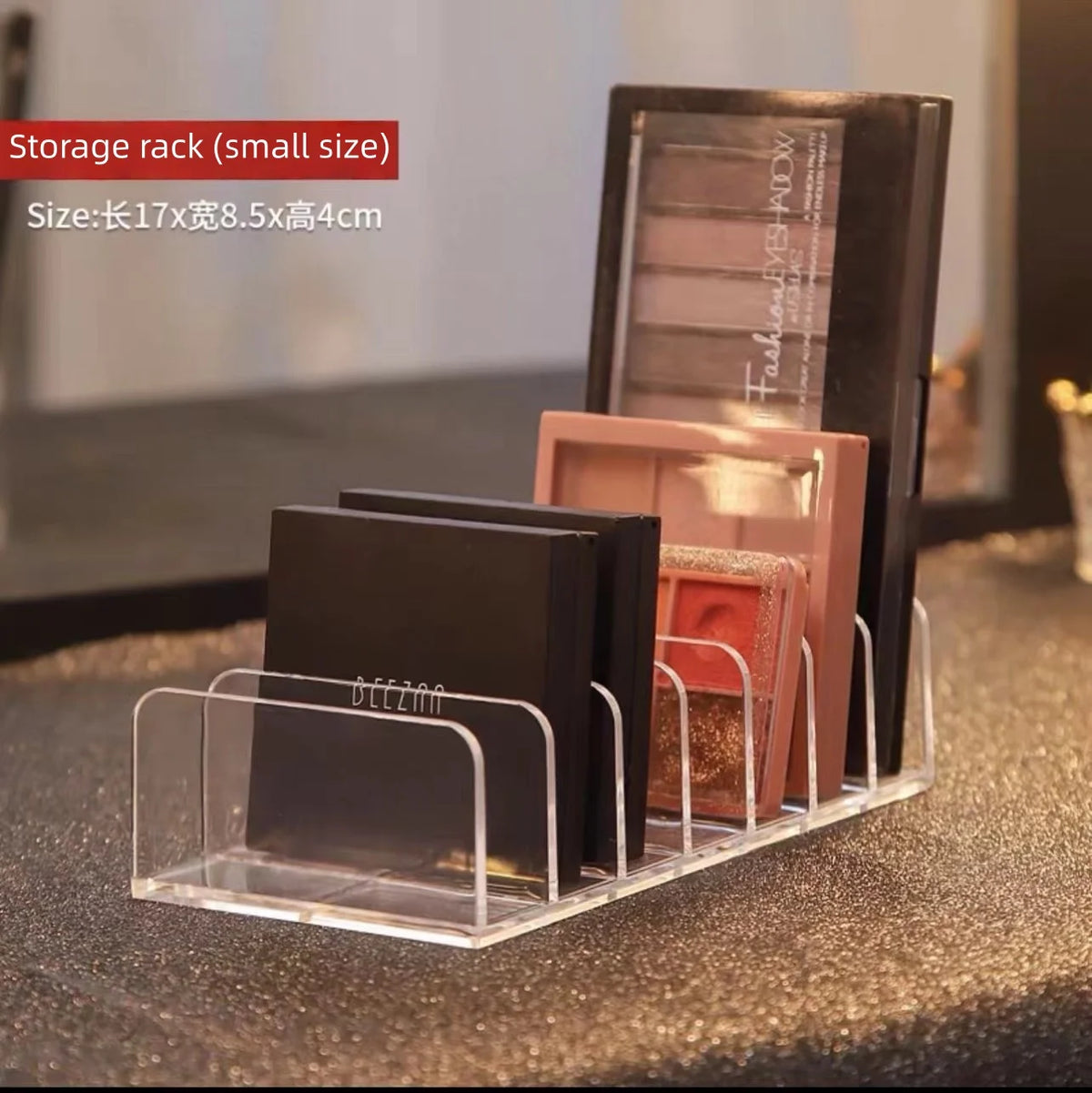 Acrylic Eyeshadow Palette Makeup Organizer 7-Section Makeup Palette Organizer Cosmetics Storage Holder for Eyeshadow Palettes Vue SN177- Small