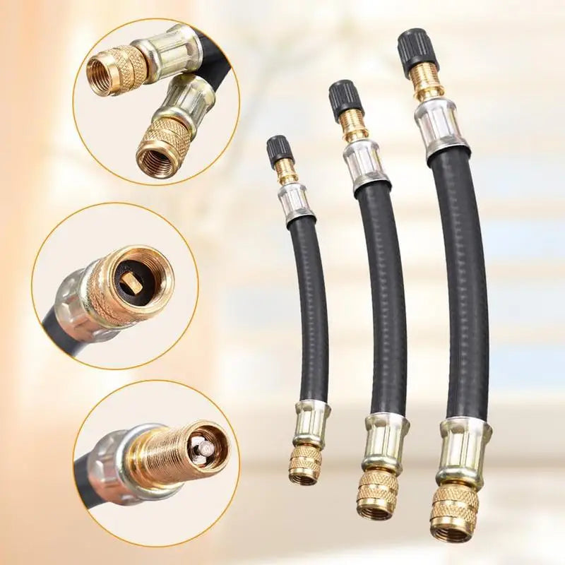Flexible Rubber Hose Air Compressor Adapter Car Tire Valve Stem Extender for Bicycles Motorcycles Trailers Passenger Strollers Vue
