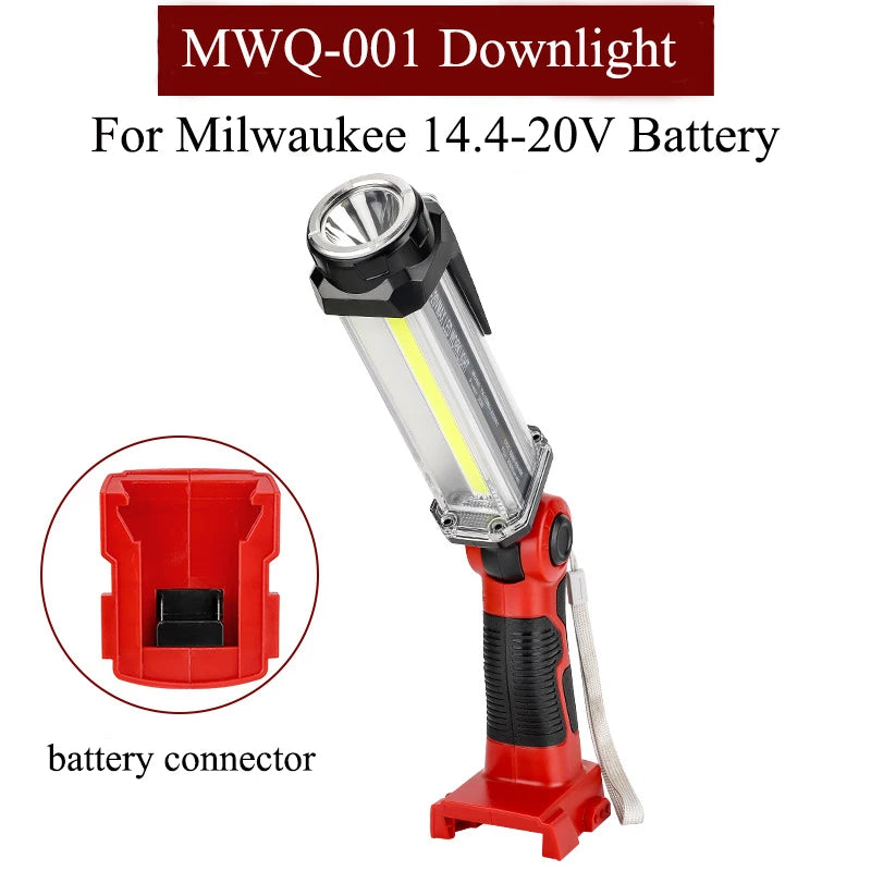 Portable Camping Light Outdoor Flashlight for Milwaukee 18V Battery Rechargeable LED Work Light for Workplace Emergency Lighting Vue For Milwaukee