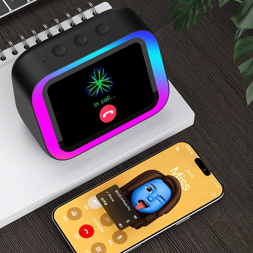 4.0 TFT Screen AI Voice Smart Speaker 5W Speaker 7-Color Light Bluetooth 5.4 Hands-Free Call/E-Photo Album/Weather Alarm Vue