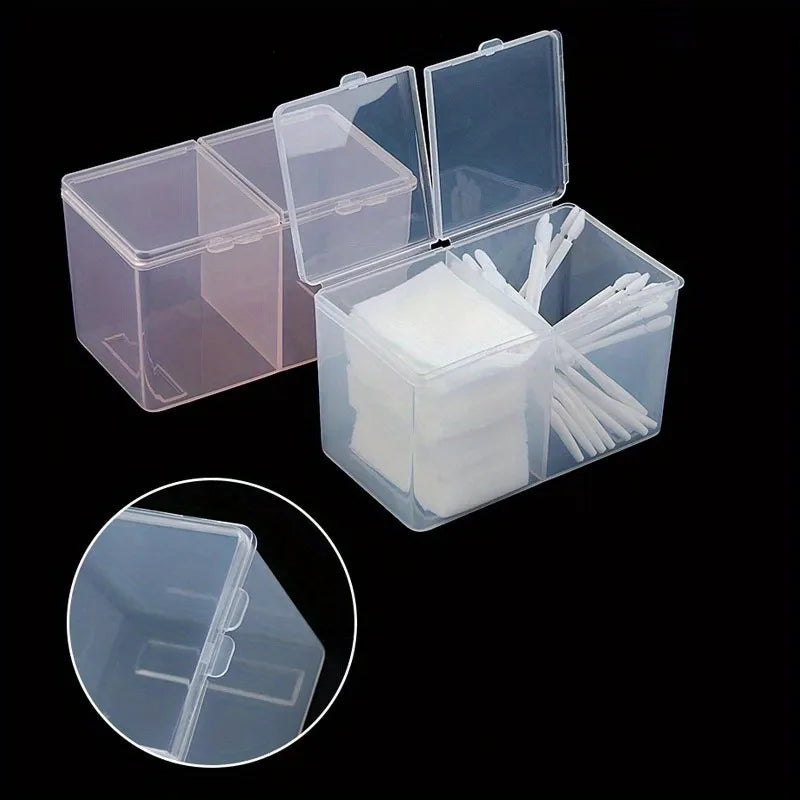 1pc Nail Storage Box Double Grille Dust Proof Belt Cover Cotton Sheet Napkin Storage Box Nail Accessories Finishing Vue