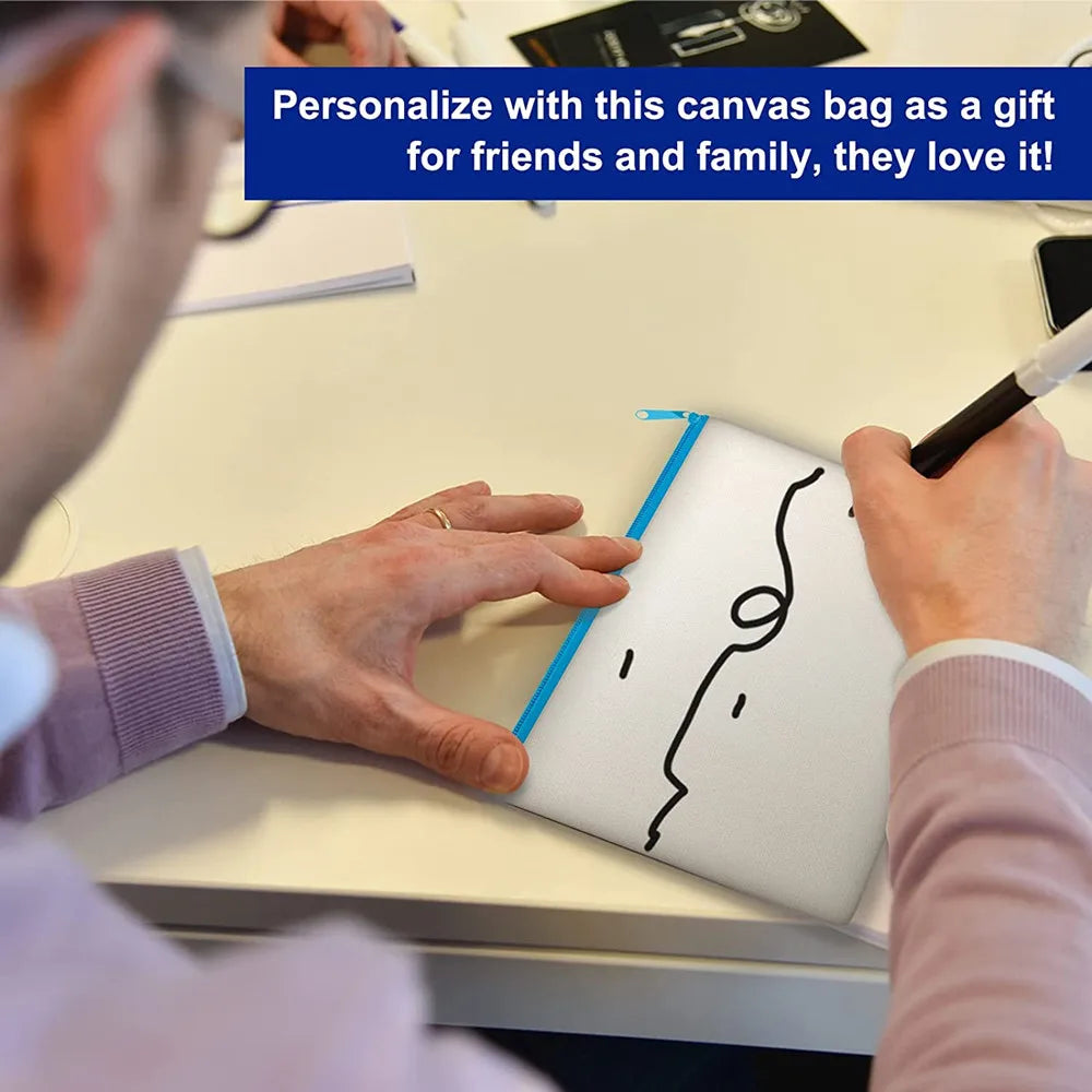 12pcs Canvas Zipper Pouch Blank DIY Craft Pencil Case Multipurpose Makeup Bags for Pen, Cosmetic, Invoice Bill, Travel Toiletry Vue
