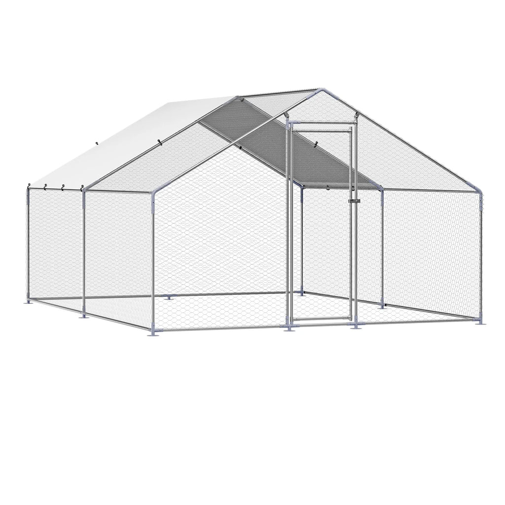Large Walk-In Metal Chicken Coop Run 9.8x13 ft with Cover & Lock Walk-In Chicken Run Vue