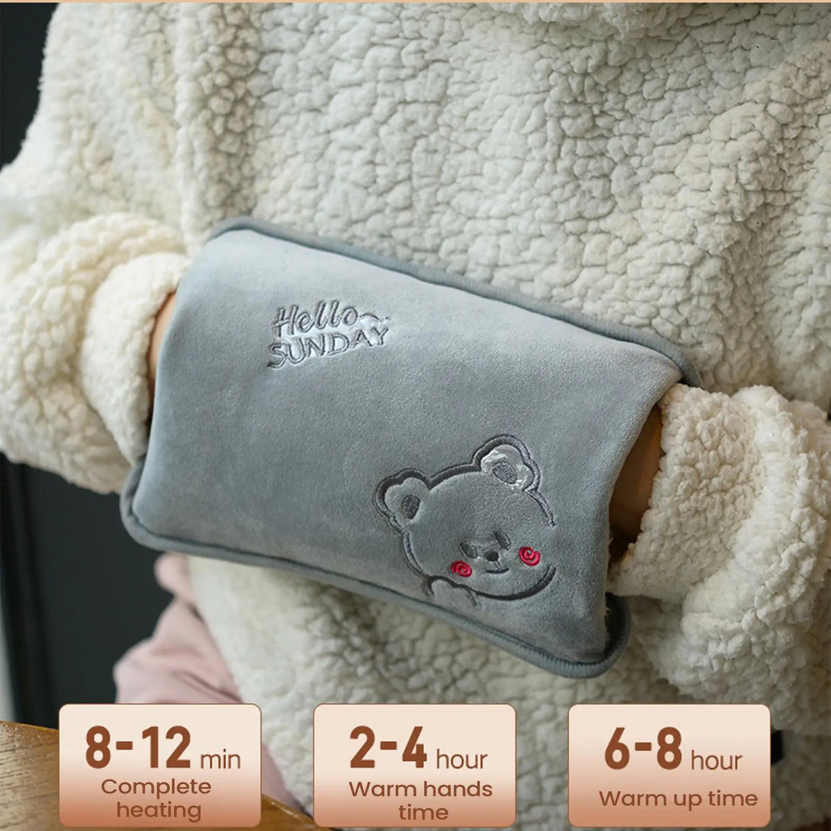 Hot Water Bottle Rechargeable Leak-Proof Hand Warme Hot Water Bag with Soft Cover for Period Cramps Muscles Neck Legs Belly Body Vue