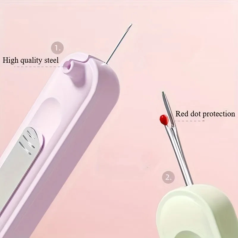 2 in 1 Easy Threader Sewing Needle Threading Tool for Elderly Multifunction Hand Sewing Tool with Built-in Thread Cutter Ripper Vue