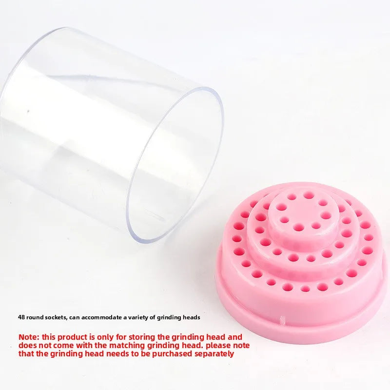 1PC Simple 48 Holes Professional Nail Art Drill Bit Holder Exhibition Stand Displayer Manicure Tool Acrylic Cover Box Vue