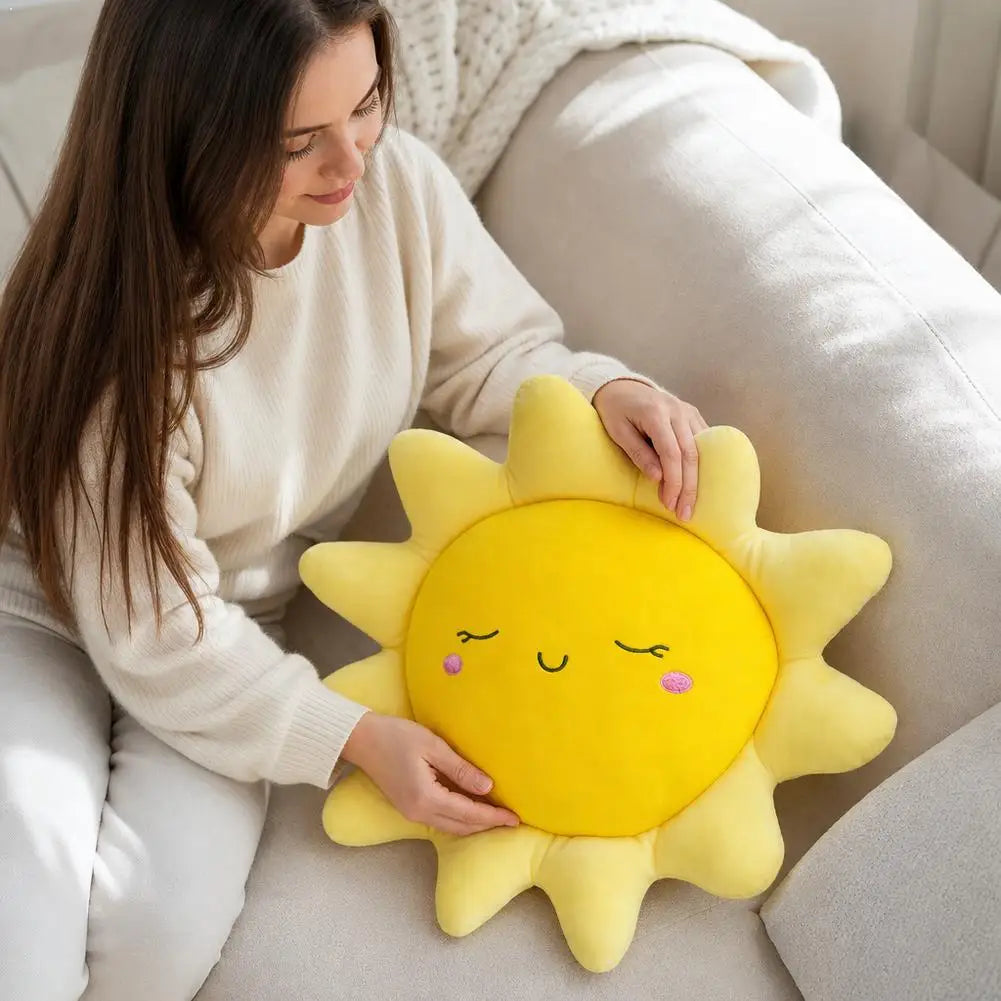 Cute Sun Cloud Plush Pillow Cartoon Sofa Cushion Fluffy Stuff Toy Room Decor Aesthetic Bed Bedding Pillow Cozy Birthday Gift Vue