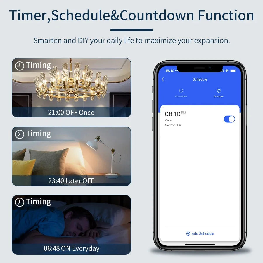 Tuya WiFi Smart Switch 4x4 Size Touch Sensor Brazilian Specification 4/6 On Wall Light Switch Alexa Google Home Voice Control Vue