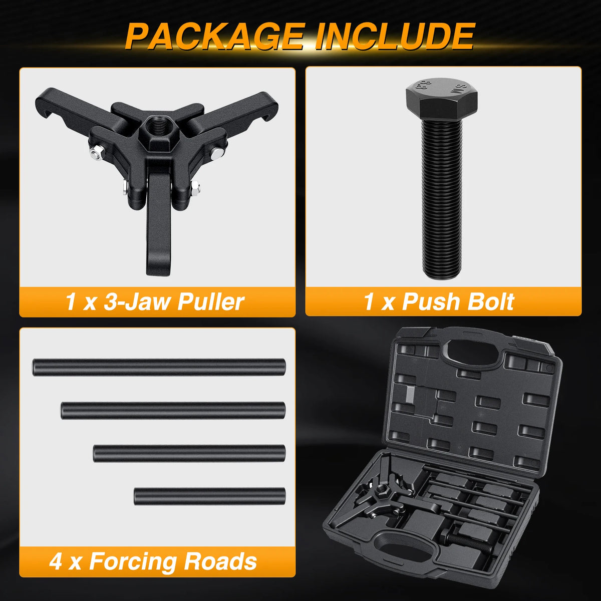 Nilight Harmonic Balancer Puller Kit, Adjustable 3-Jaw Puller Set for Removing Harmonic Dampers & Balancers Puller/Installer Set Pulley Tool Compatible with Chevy GM Chrysler Cadillac Ford More, Black Vue