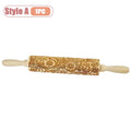 Embossed Snowflake Rolling Pin Christmas Baking Tool Cookie Dough Fondant Pattern Kitchen Accessory Christmas Gift for Baking Vue Style-1PC 35cm