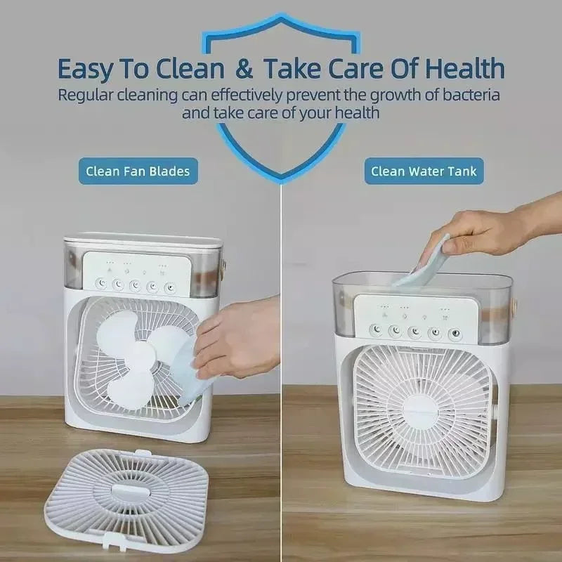 Portable 3 In 1 Fan AIr Conditioner Household Small Air Cooler LED Night Lights Humidifier Air Adjustment Home Fans Dropshipping Vue