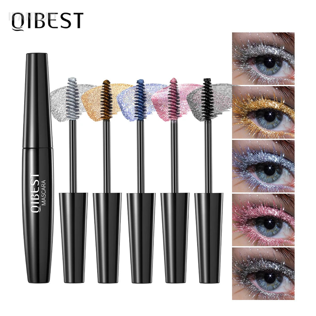 5 Colors Diamond Shimmering Mascara Long Lasting Makeup 3D Volume Eyelashes Curling Glitter Mascara Eye Lash Female Cosmetic Vue