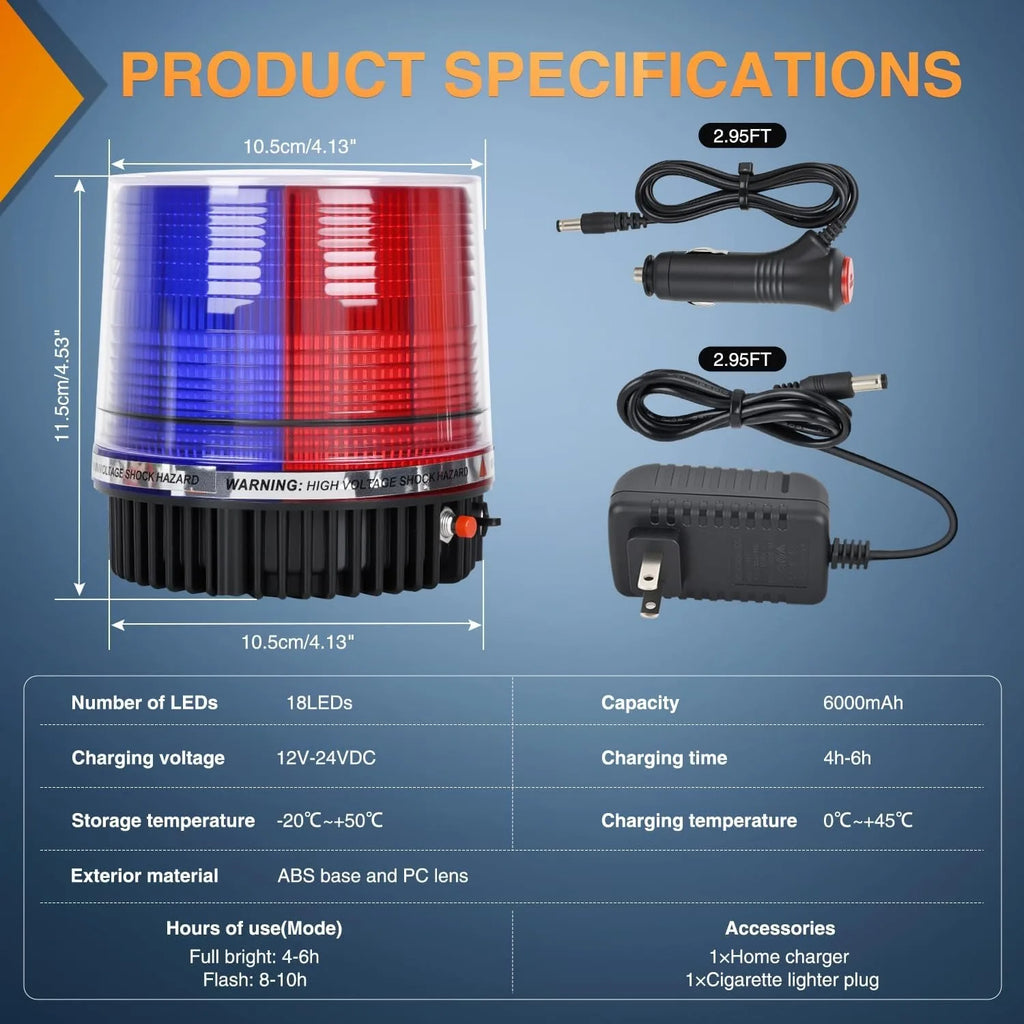 Nilight 18LED Strobe Light Red Blue Wireless Rotating Beacon Magnetic Base Flashing Warning for Truck UTV Tractor Vue
