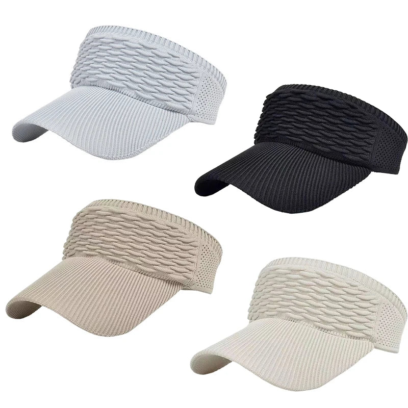 Summer Anti-UV Sun Hat Women Empty Top Hat Travel Beach Outdoor Sports Visor Cap Knitted Baseball Hat Vue