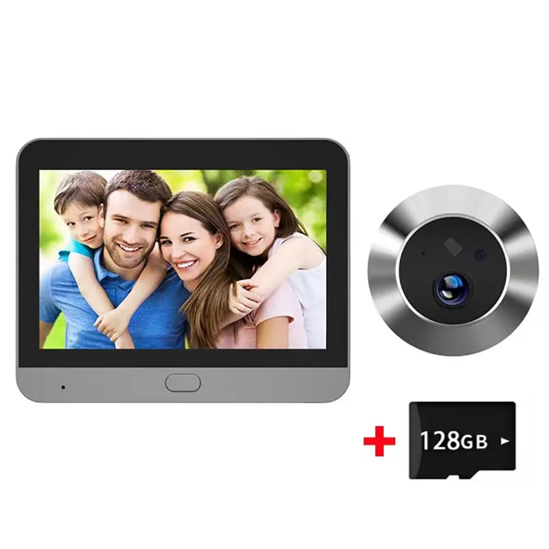 4.3 Inch 1080P Smart Tuya WiFi Video Doorbell Eye Peephole Camera PIR Motion Detection Two Way Audio Digital Door Viewer Vue With 128GB Card