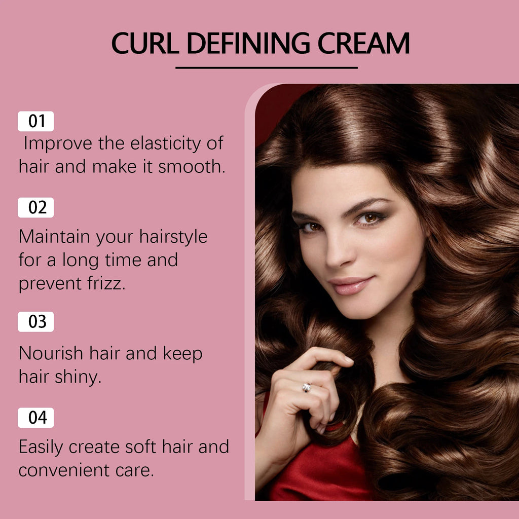 Coconut Oil Hair Curling Cream Curl Enhancer Booster Moisturize Soften Defining Curls Anti-Frizz Elastin Fluffy Styling Hair Wax Vue