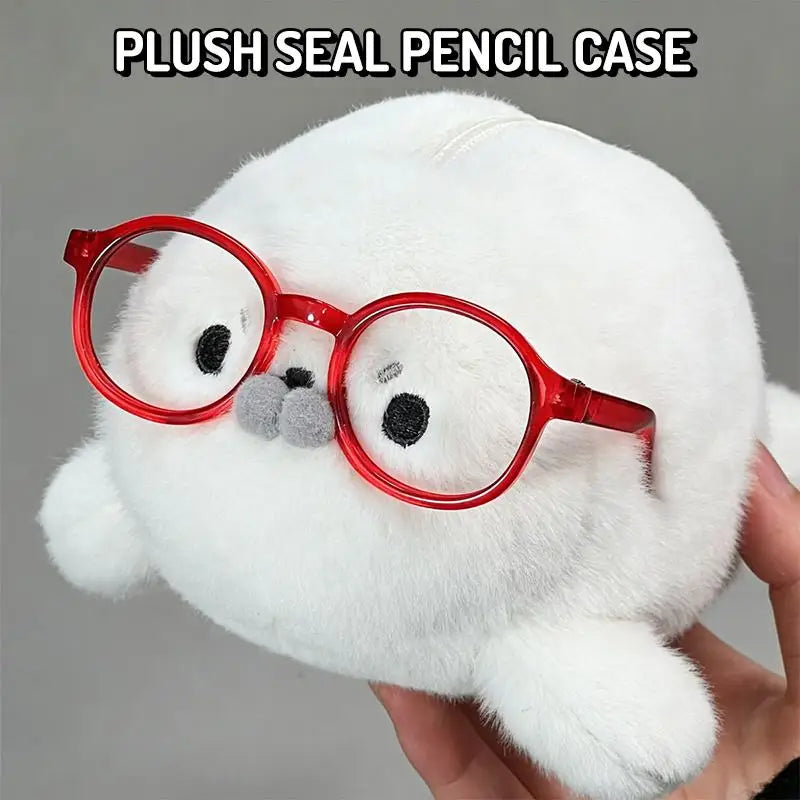 Plush Seal Doll Pencil Case Large Capacity School Office Stationery Bag High Aesthetic Value for Young Girls Vue