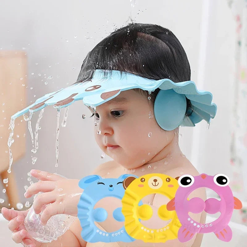 Shampoo Bathing Shower Baby Soft Cap Adjustable Hair Wash Hat for Kids Ear Protection Safe Children Shower Protect Head Cover Vue