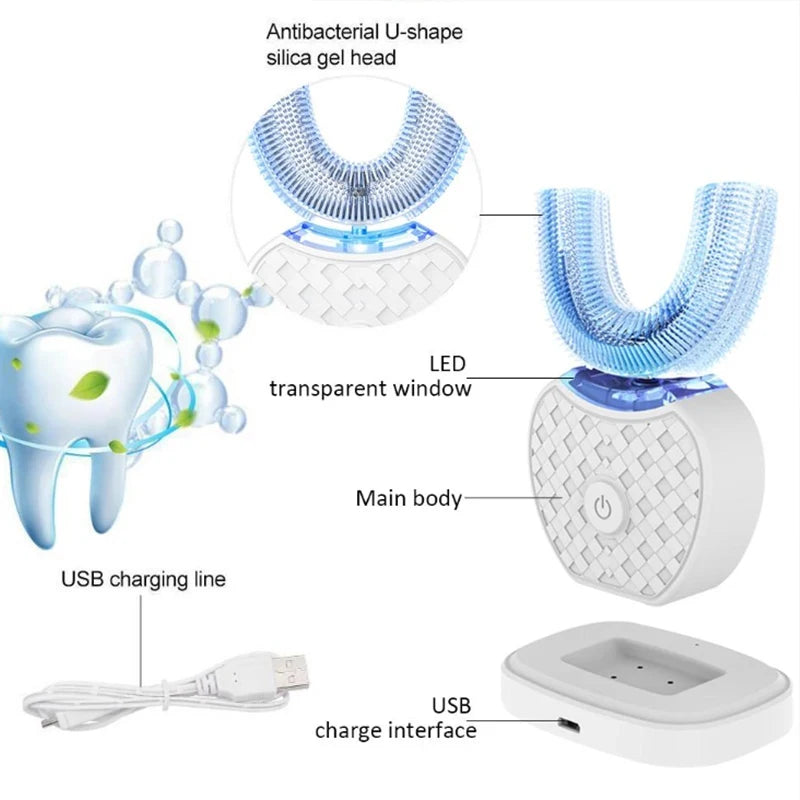 U-Shape Sonic Electric Toothbrush USB Rechargeable Blue Light Electric Toothbrush Vue