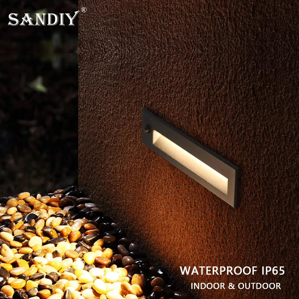 SANDIY Recessed LED Stair Light Motion Sensor IP65 Wall Sconce Recessed Step Light Vue