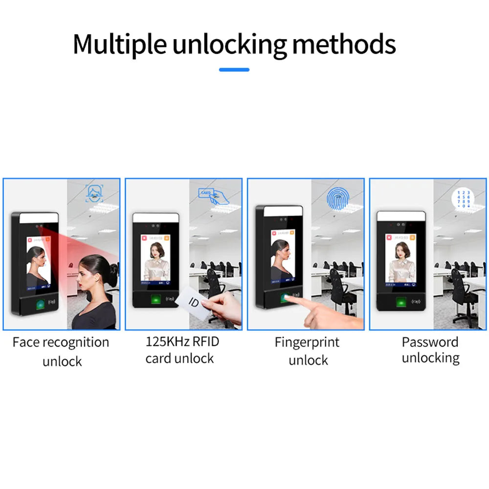 Access Control System 1000 User Capacity Fingerprint & Dynamic Face Recognition Gate Opening Attendance Device with Facial Logs Vue