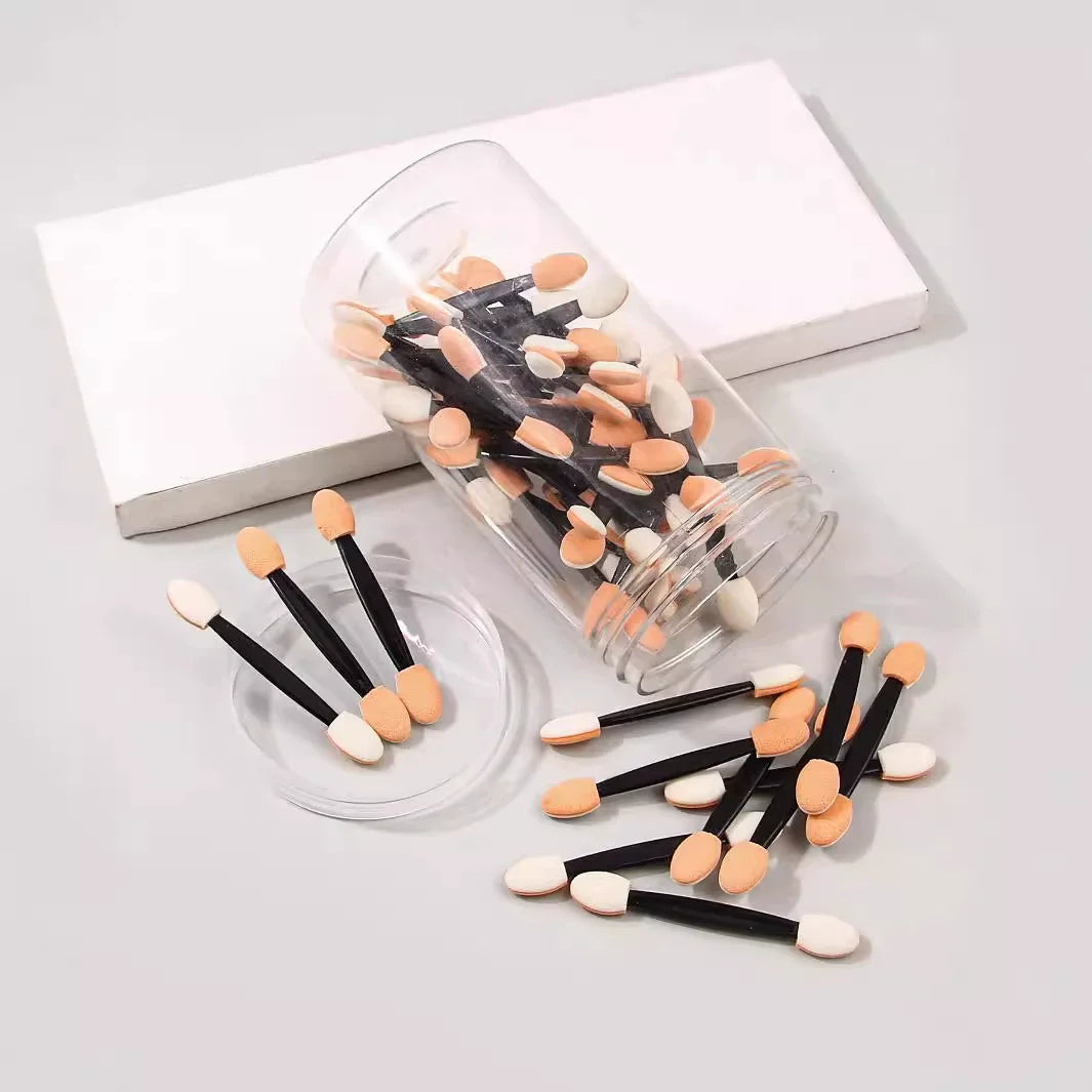 50pcs Disposable Eye shadow Brush Makeup Dual Sided Sponge Nylon Set Eye Shadow Brushes For Cosmetic Applicator Makeup Tools Vue 50 Black