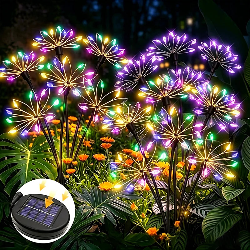 Waterproof Outdoor Solar Firework Sway Lights, Decorative Flower Lamp for Patio Garden Yard Atmosphere Lighting Vue
