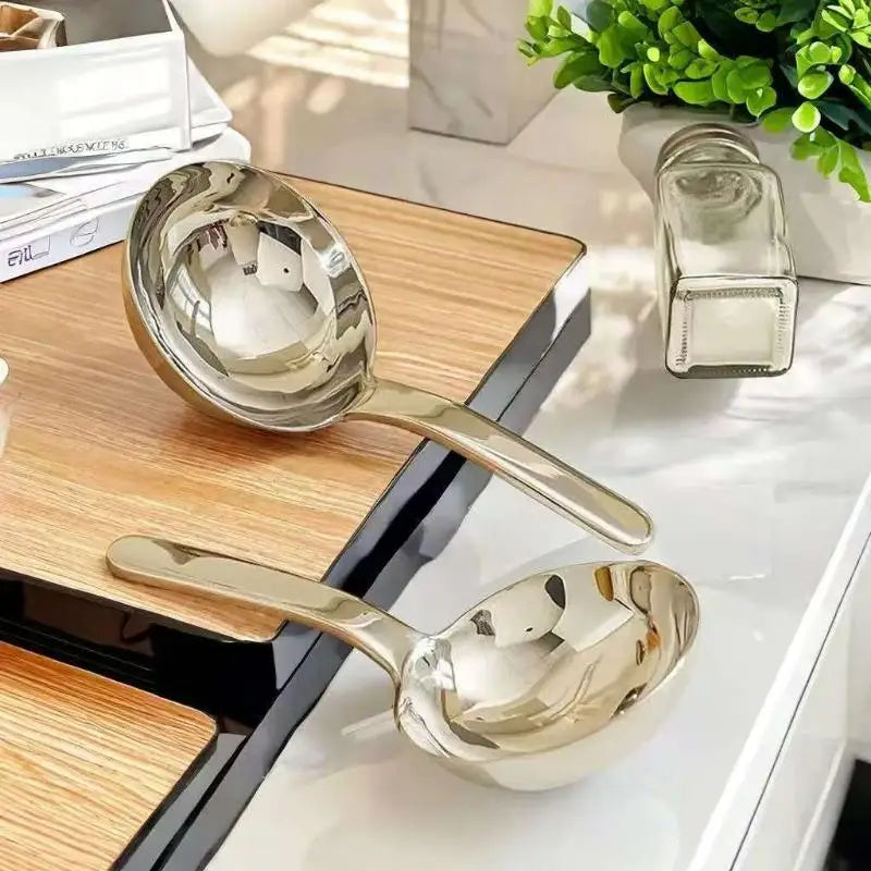 〔CC11〕Stainless Steel Deepen Tablespoons Soup Ladle Short Handle Large Ramen Bouillon Spoon Kitchen Tableware Cooking Utensils Vue