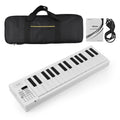 61-Key Foldable Electronic Piano Multifunctional Electronic Piano Keyboard with LED Display Built-in Rechargeable Battery Vue WHITE