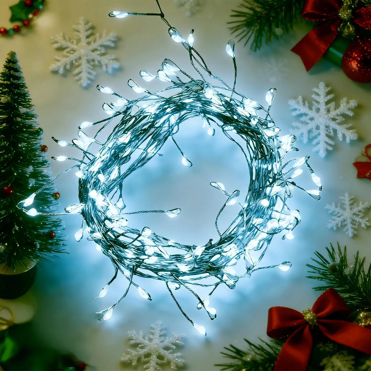 8 Lighting Modes Green Cable Fairy Lights, Dimmable LED String Lights, Battery Powered for Xmas Garden Window Festive Decoration Vue