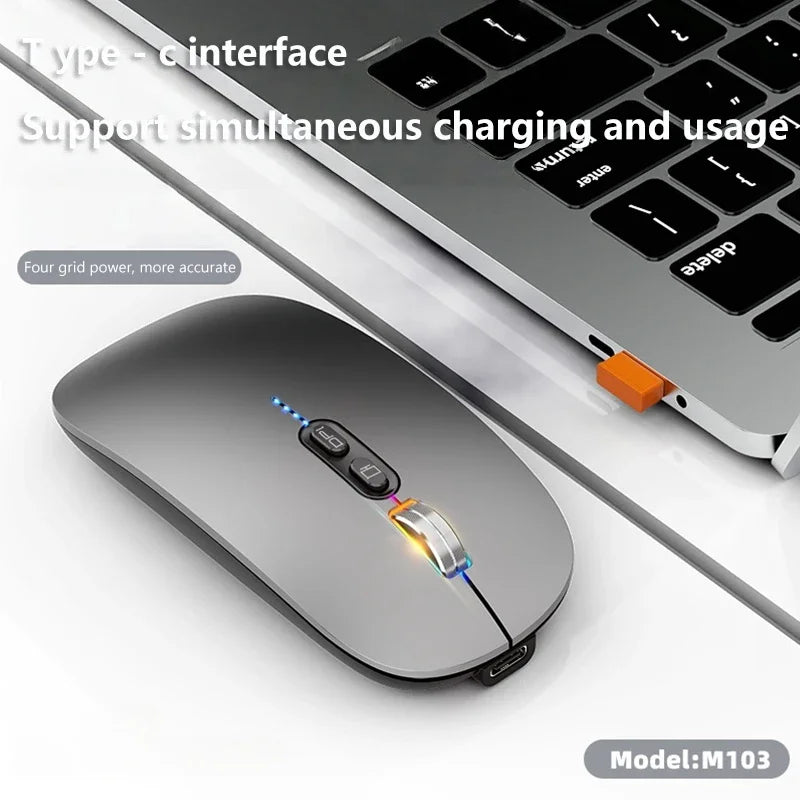 Lenovo Wireless Mouse Ultra-thin 3 Modes 2.4G USB and 2 Bluetooth Power Display Ergonomic Rechargeable Silent Mice for PC Laptop Vue