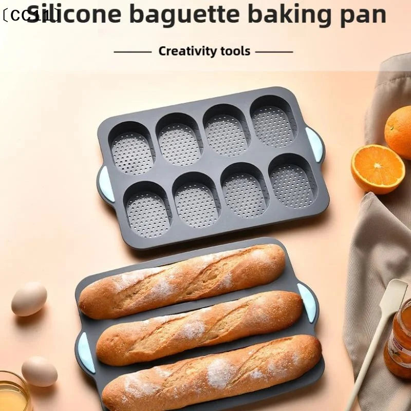 Silicone Baking Mold 3 & 8 Grid Nonstick Loaf Pan Resistant Bakeware For Homemade Bread Sausage Roasting〔CC11〕 Vue