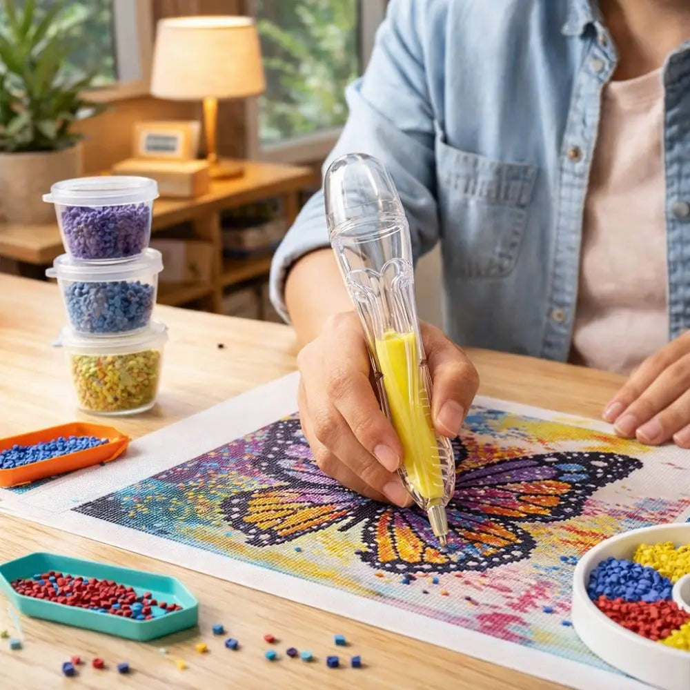 3D Pixel Puzzle Bead Positioning Pen Anti-slip with Bead Containers Fuse Beads Dispenser Jam-Free Educational Automatic Bead Pen Vue