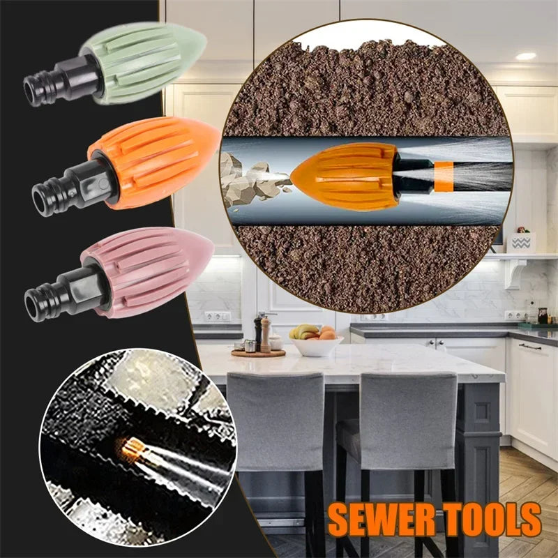 Home Sewer Pressure Washer Nozzle Clean Roof Drainage Pipe Flusher For Garden Hose Water Rocket Drain Pipe Cleaning Water Nozzle Vue