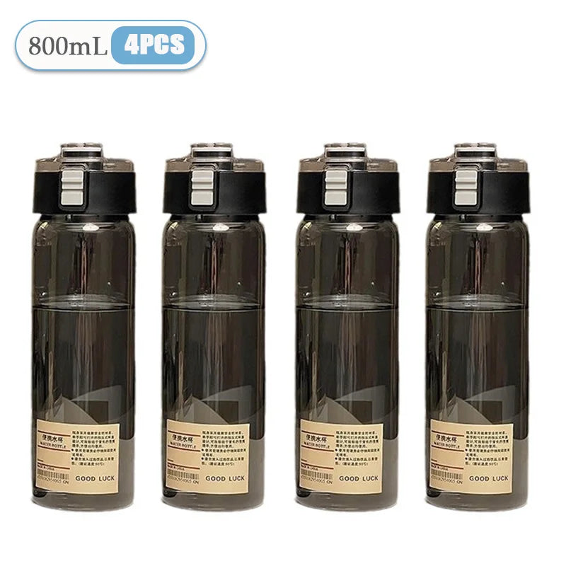 350/550/800ml Portable Plastic Water Cup Heat Resistant Simple Design for Students School Outdoor Travel Reusable Drinkware Vue Black-800ml-4PCS