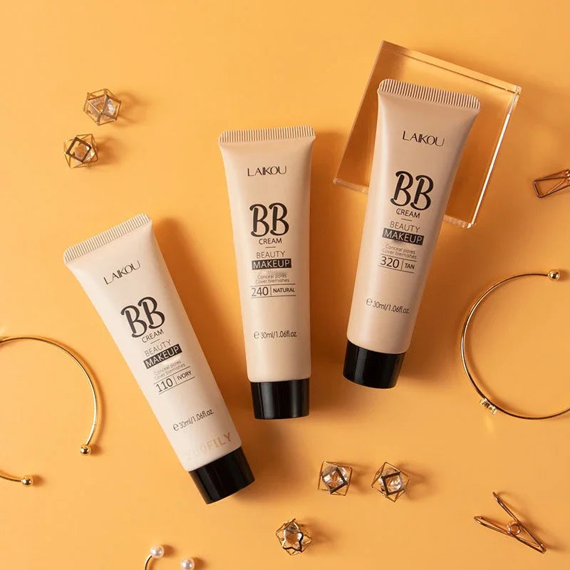 LAIKOU BB Cream 18 Hour Longlasting Liquid Foundation Waterproof Anti-acne Marks Flawless Natural Face Base Makeup Moisturize Vue