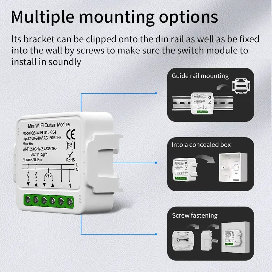 Tuya WiFi Zigbee Smart Curtain Switch Module Blinds Roller Shutter Motor Smart Life Voice Control Works with Alexa Google Home Vue