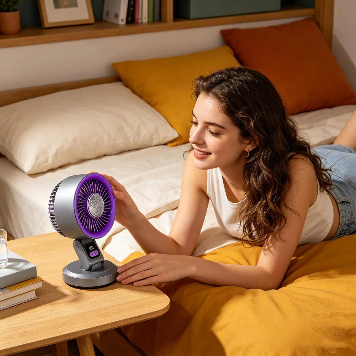 3600mAh Foldable Rechargeable Table Fan 3-Speed Quiet USB Air Cooler with Hook, Portable Desk Fan for Home Office Travel Outdoor Vue