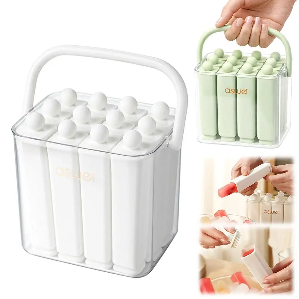 Silicone Old Popsicle Mold Lid Portable Frozen Ice Cream Molds Long